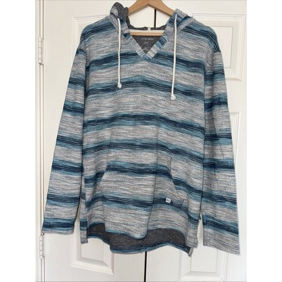 Depart West Women Stripe Long Sleeve Kangaroo Pocket Pullover Hoodie Large - Picture 1 of 6